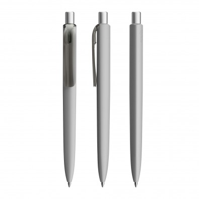 Prodir DS8 Soft Touch PRR Push Kugelschreiber, Delfingrau-Silber satiniert Prodir DS8 Soft Touch PRR Push Kugelschreiber, Delfingrau-Silber satiniert